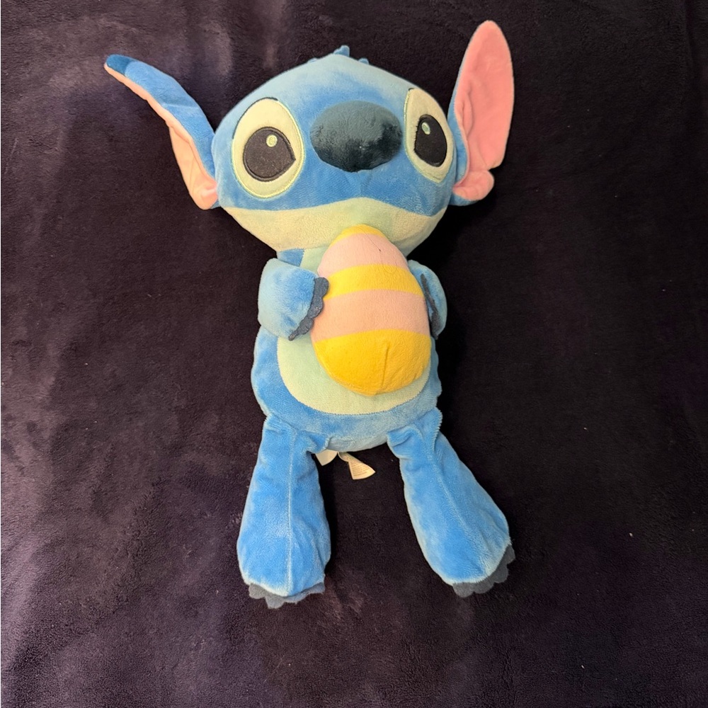 Disney Blue Stitch Plush with Pink and Yellow Egg